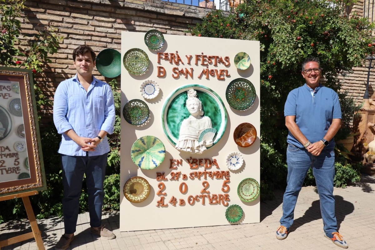 Un cartel con cerámica de Úbeda anuncia la feria de San Miguel