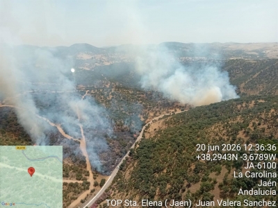  El Infoca interviene un incendio forestal en La Carolina 